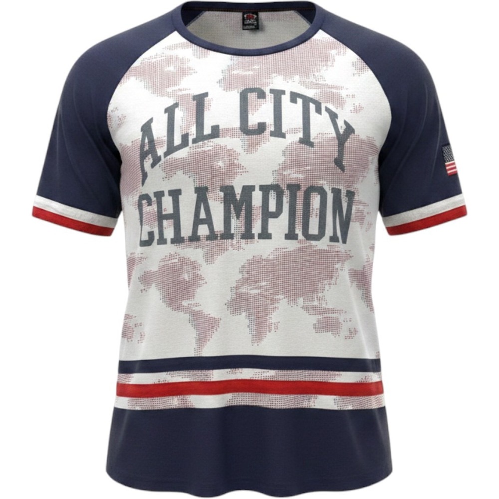 Enyce All City Champion Raglan Shirt 5X Blue White World Map Graphic Sean Combs
